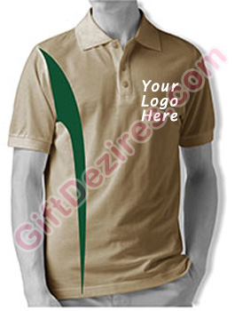 Designer Brown Desert Sand and Green Color Company Logo T Shirts